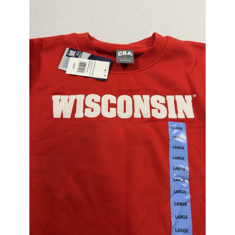Wisconsin Badgers Red Embroidered Crewneck Sweatshirt Large NWT Red & White - Picture 3 of 7